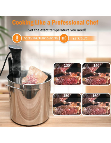 Cocinero Sous Vide auomii 1100W Acero Inoxidable Estándar