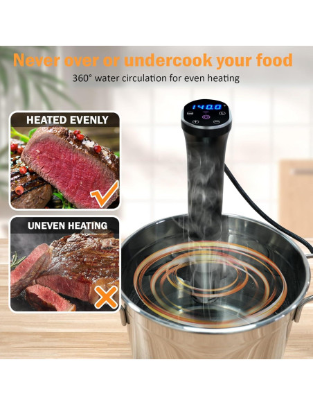 Cocinero Sous Vide auomii 1100W Acero Inoxidable Estándar
