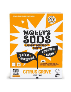 Hojas de Detergente para Ropa Molly's Suds 120 Lavados Huerto Cítrico