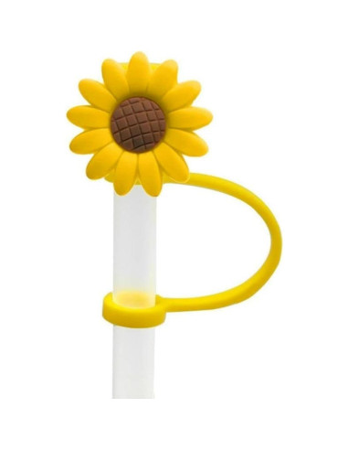 4 Tapones de Pajita de Silicona Jowxsx Girasol Reutilizables