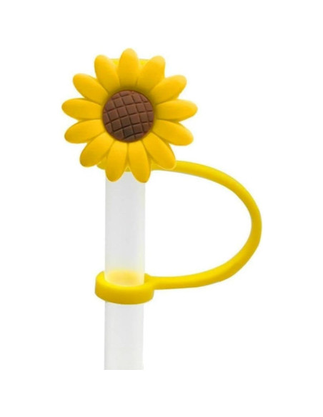 4 Tapones de Pajita de Silicona Jowxsx Girasol Reutilizables