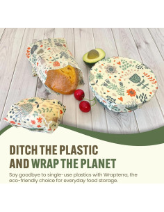 Envolturas de Cera de Abeja Wrapterra - 3 Tamaños Reutilizables 2