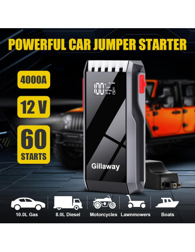 Arrancador de Batería Gillaway Q11-52 4000A 12V Portátil