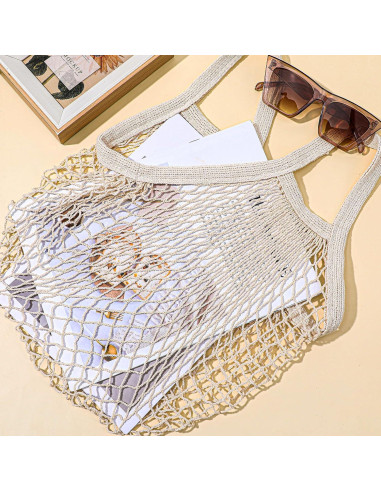 12 Bolsas de Compras Reutilizables de Algodón Beige wutfuooo