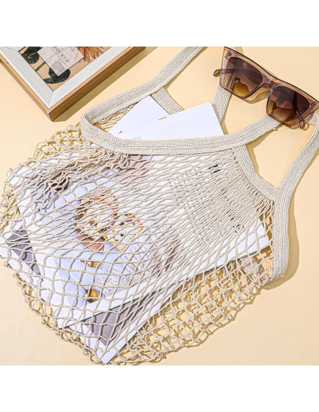 12 Bolsas de Compras Reutilizables de Algodón Beige wutfuooo