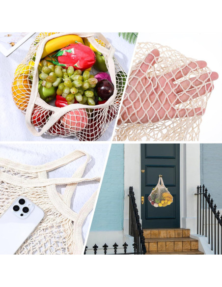 12 Bolsas de Compras Reutilizables de Algodón Beige wutfuooo