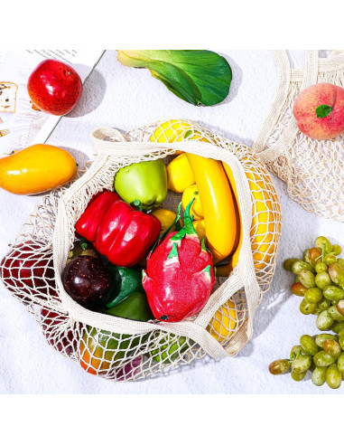 12 Bolsas de Compras Reutilizables de Algodón Beige wutfuooo