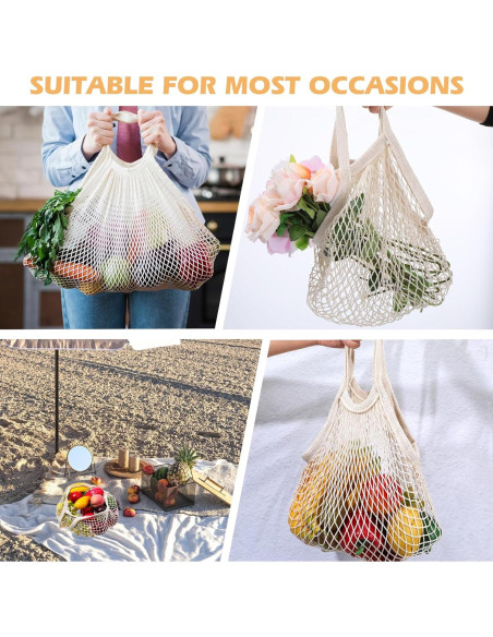 12 Bolsas de Compras Reutilizables de Algodón Beige wutfuooo