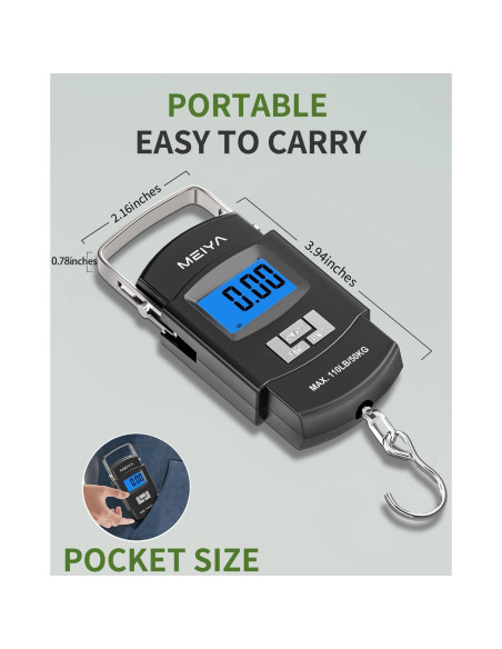 Balanza Digital de Pesca MEIYA 50kg Pantalla LCD Retroiluminada