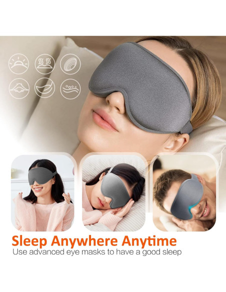 Máscara para dormir blackout AUPHIL 3D contorneada gris Máscara para dormir blackout AUPHIL 3D contorneada gris
