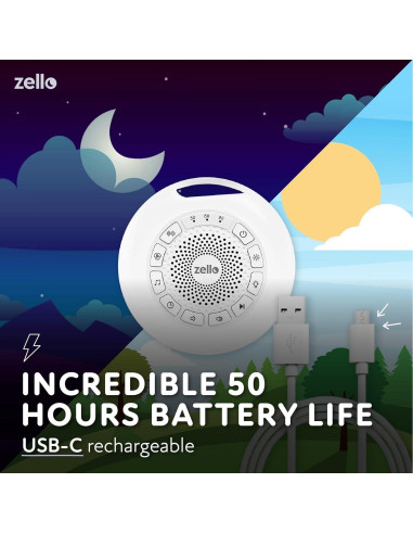 Máquina de Ruido Blanco Zello Pro Max | 30 Sonidos | 55h Batería