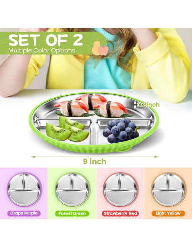 Platos Divididos de Acero Inoxidable Semloo 22.86 cm 2 Pack