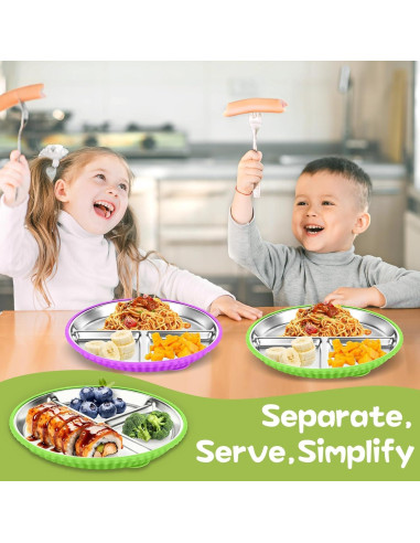 Platos Divididos de Acero Inoxidable Semloo 22.86 cm 2 Pack