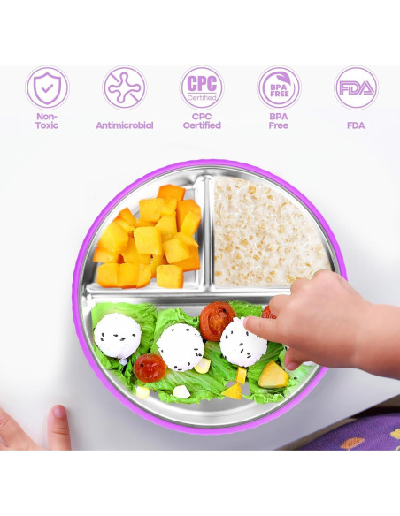 Platos Divididos de Acero Inoxidable Semloo 22.86 cm 2 Pack Platos Divididos de Acero Inoxidable Semloo 22.86 cm 2 Pack