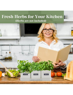 Macetas de Hierbas PERFNIQUE con Bandeja - Estilo Campestre Blanco 2