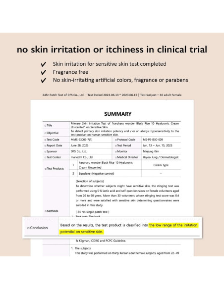 Crema Hidratante Sin Fragancia Haruharu 10 Ácidos Hialurónicos 47ml