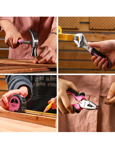 Kit de Herramientas Rosa DEKOPRO 133PCS con Taladro 12V