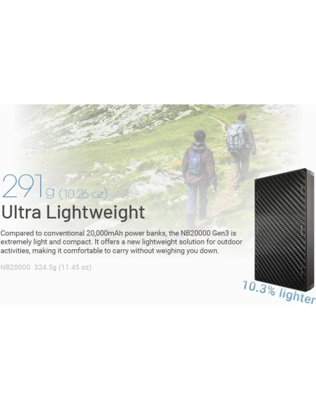 Batería Externa Nitecore NB20000 Gen 3 20000mAh Doble USB-C