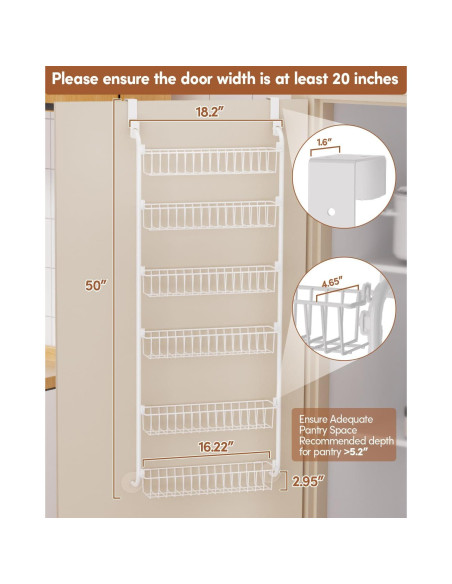 Estante Colgante LAMU 6 Niveles Blanco para Cocina y Despensa