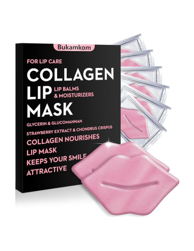 Mascarilla Labial de Colágeno Bukamkom 20 Piezas Hidratantes