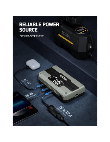 Arrancador de Batería AstroAI T8 2500A 8-en-1 15200mAh