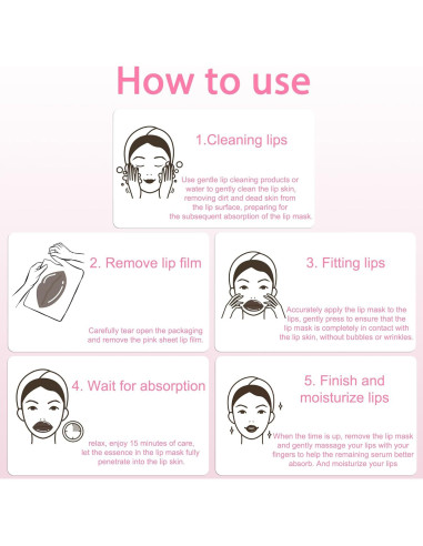 Mascarilla Labial de Colágeno Bukamkom 20 Piezas Hidratantes