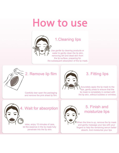 Mascarilla Labial de Colágeno Bukamkom 20 Piezas Hidratantes