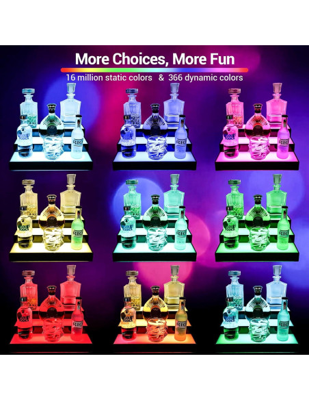 Estante de exhibición de botellas de licor GOH&FTY LED 3 niveles