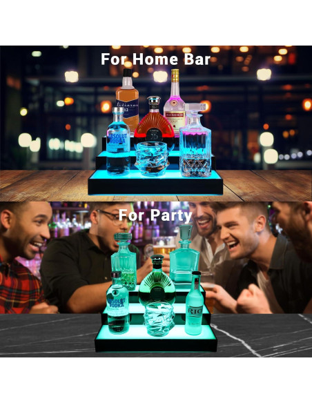 Estante de exhibición de botellas de licor GOH&FTY LED 3 niveles