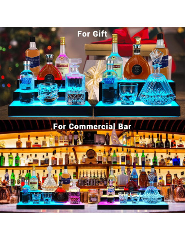 Estante de exhibición de botellas de licor GOH&FTY LED 3 niveles