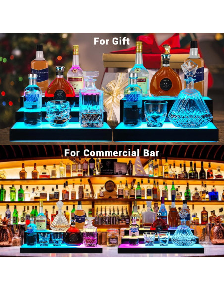 Estante de exhibición de botellas de licor GOH&FTY LED 3 niveles