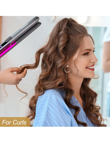 Plancha de Pelo Profesional ANGELIL 2 en 1 Titanio 1"