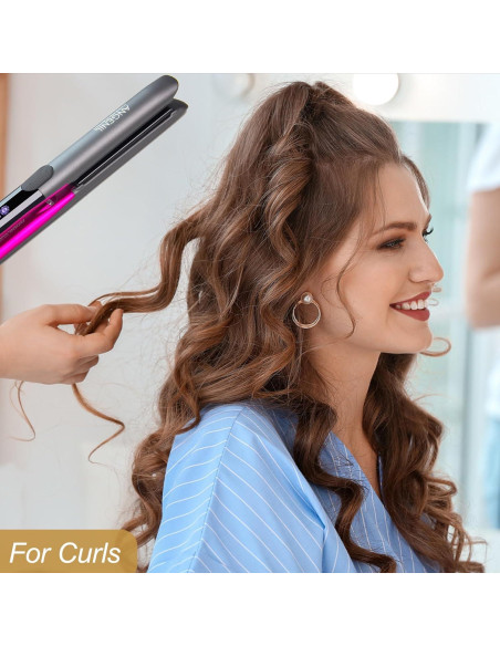 Plancha de Pelo Profesional ANGELIL 2 en 1 Titanio 1"