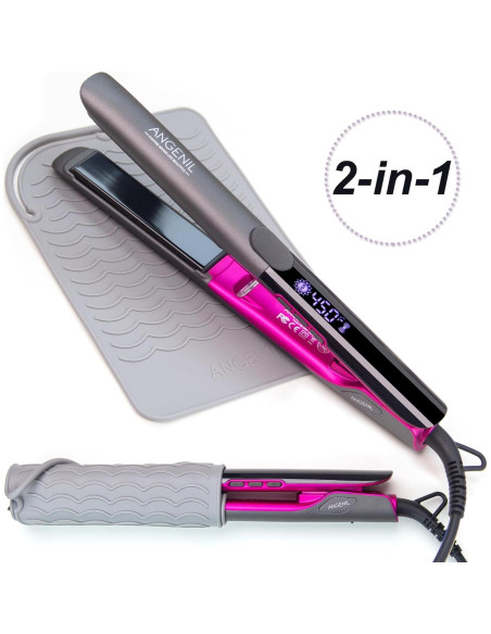 Plancha de Pelo Profesional ANGELIL 2 en 1 Titanio 1"