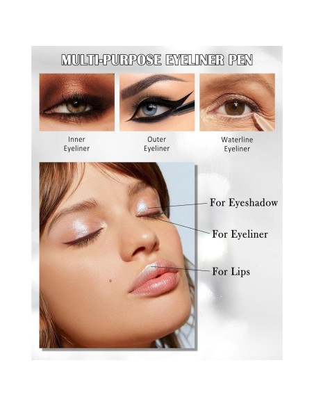 Delineador de Gel Negro Lestpola 2Pcs a Prueba de Agua 24H