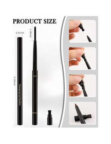 Delineador de Gel Negro Lestpola 2Pcs a Prueba de Agua 24H