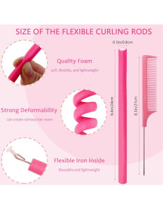 60 Varillas Flexibles para Rizar BIEAEIA Sin Calor Rosa 2