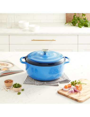 Horno Holandés Lodge Enameled 7.5L Hierro Fundido Azul