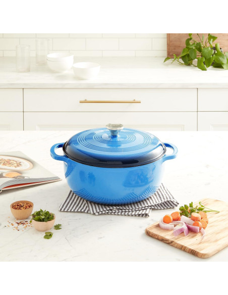 Horno Holandés Lodge Enameled 7.5L Hierro Fundido Azul