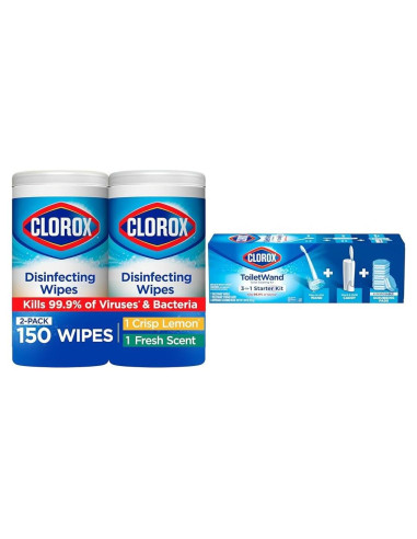 Paquete de Toallitas Desinfectantes Clorox 75 Unidades + Kit ToiletWand