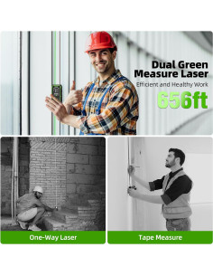Medidor Láser Dual Huepar 200m Verde LCD Recargable 2