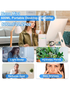 Mini Humidificador YIHANGYE JSQ 600 ML para Dormitorio y Oficina 2