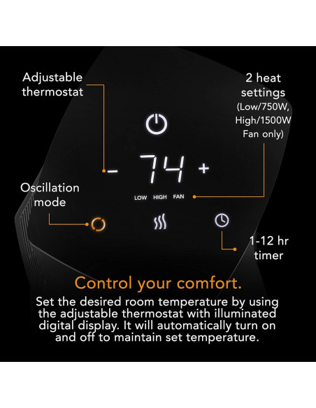 Calefactor de Torre Oscilante Vornado OSCTH1 4.04 kg Negro Calefactor de Torre Oscilante Vornado OSCTH1 4.04 kg Negro