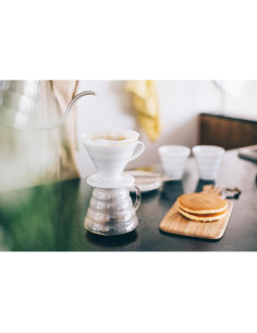 Kit de Café por Goteo Hario V60 - Dripper Cerámica, Jarra Vidrio 600ml, 100 Filtros 2