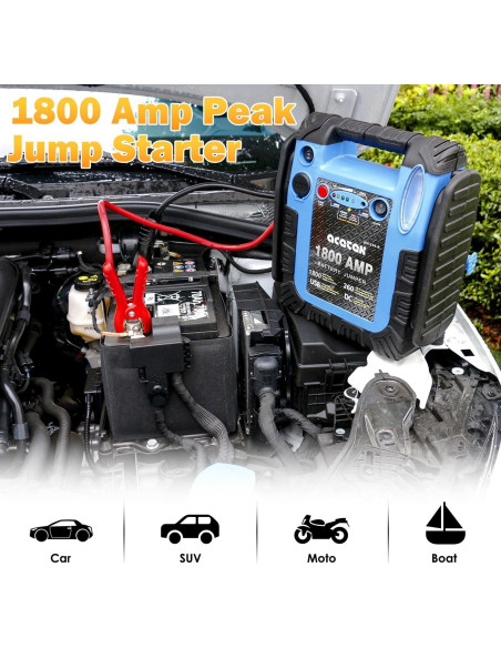 Arrancador de Batería Acetek HH-744-B 1800A con Compresor