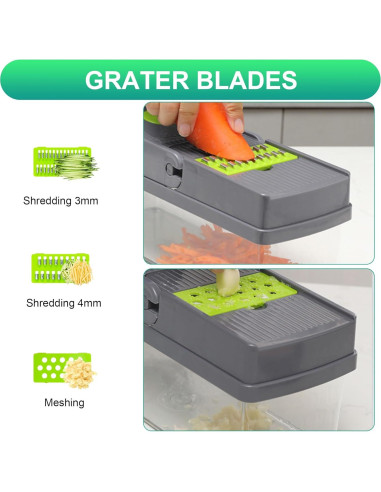 Picador de Verduras BellaCasa 20 en 1 - Acero Inoxidable, 16 Piezas