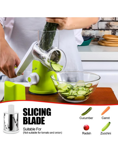 Rallador de Queso Rotatorio Swinny con 3 Cuchillas Intercambiables