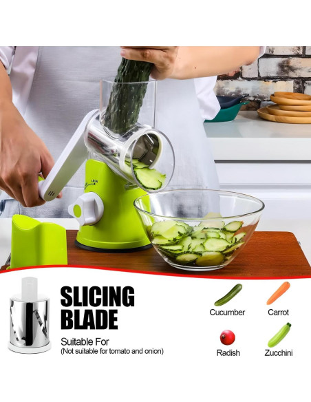 Rallador de Queso Rotatorio Swinny con 3 Cuchillas Intercambiables Rallador de Queso Rotatorio Swinny con 3 Cuchillas Intercambiables