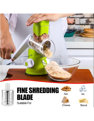 Rallador de Queso Rotatorio Swinny con 3 Cuchillas Intercambiables