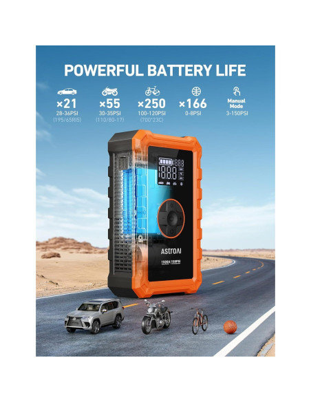Arrancador de Batería AstroAI S8 con Compresor 1500A